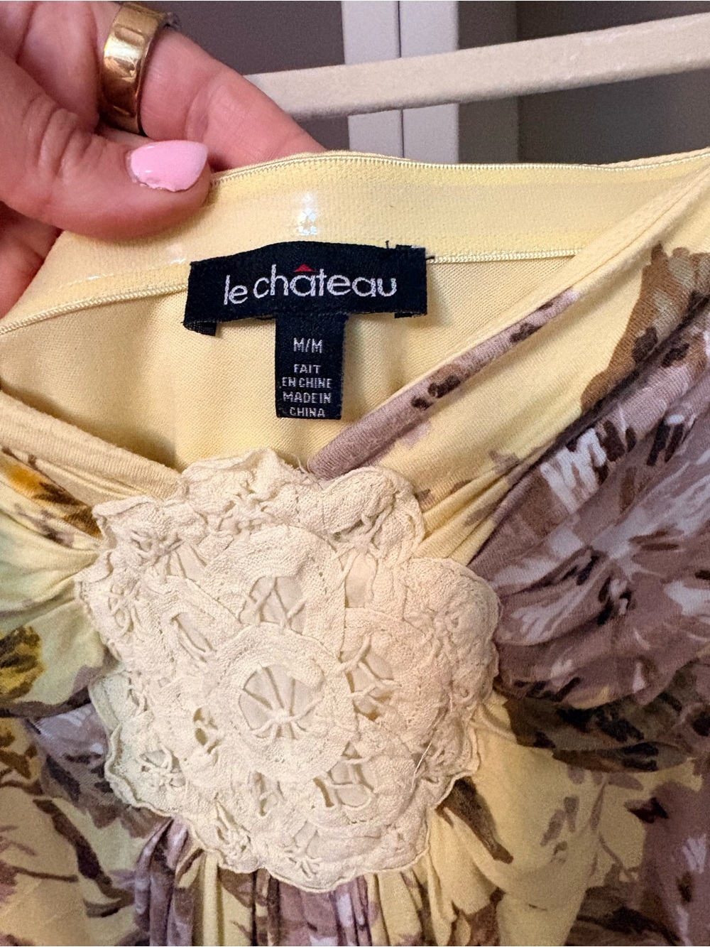 le chateau Butter Yellow Floral Strapless Dress, M - Picture 4 of 7